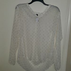 NWT Maurices sheer top with gold squares